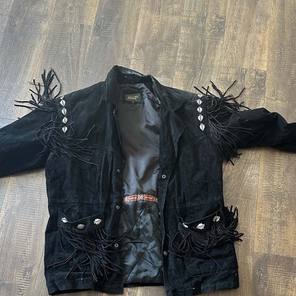 Black Fringe Leather Jacket
